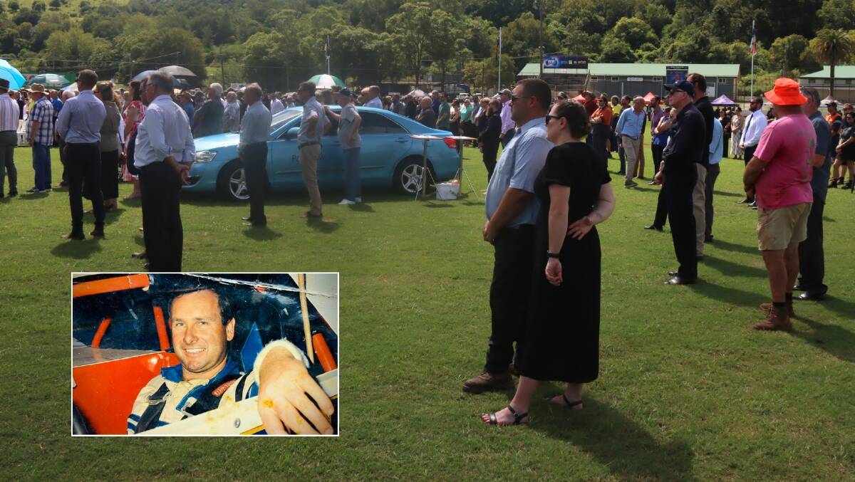 Over one thousand people attended the funeral service for Paul O'Neill (inset) at Lismore Speedway on Wednesday, March 20. Photo: Tony Powell.
