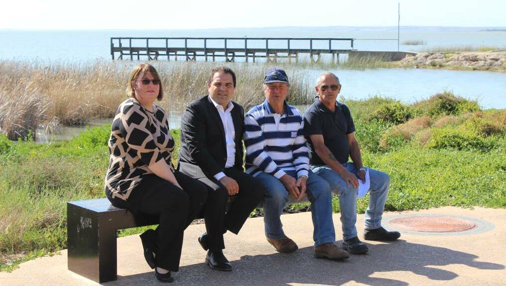Coorong Wild Seafood owner Tracy Hill, Member for Barker Tony Pasin, Southern Fisherman's Association chair Garry Hera-Singh and Ngarrindjeri elder Darrell Sumner pushed for a sustainable harvest on long nosed fur seals in the Coorong and Lower Lakes in 2015.