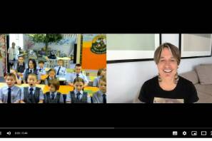 SURPRISE: Keith Urban chats with the students. IMAGE: YOU TUBE