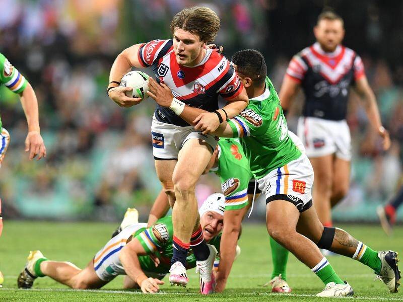 Angus Crichton is happy to play on either side of the ruck for the Roosters.